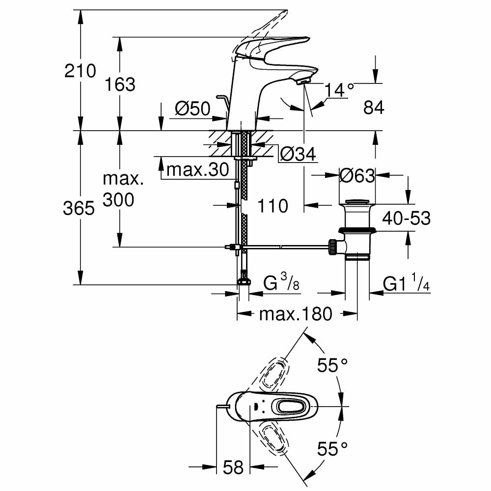 Vòi chậu nóng lạnh Eurostyle GROHE 33558003 - 3