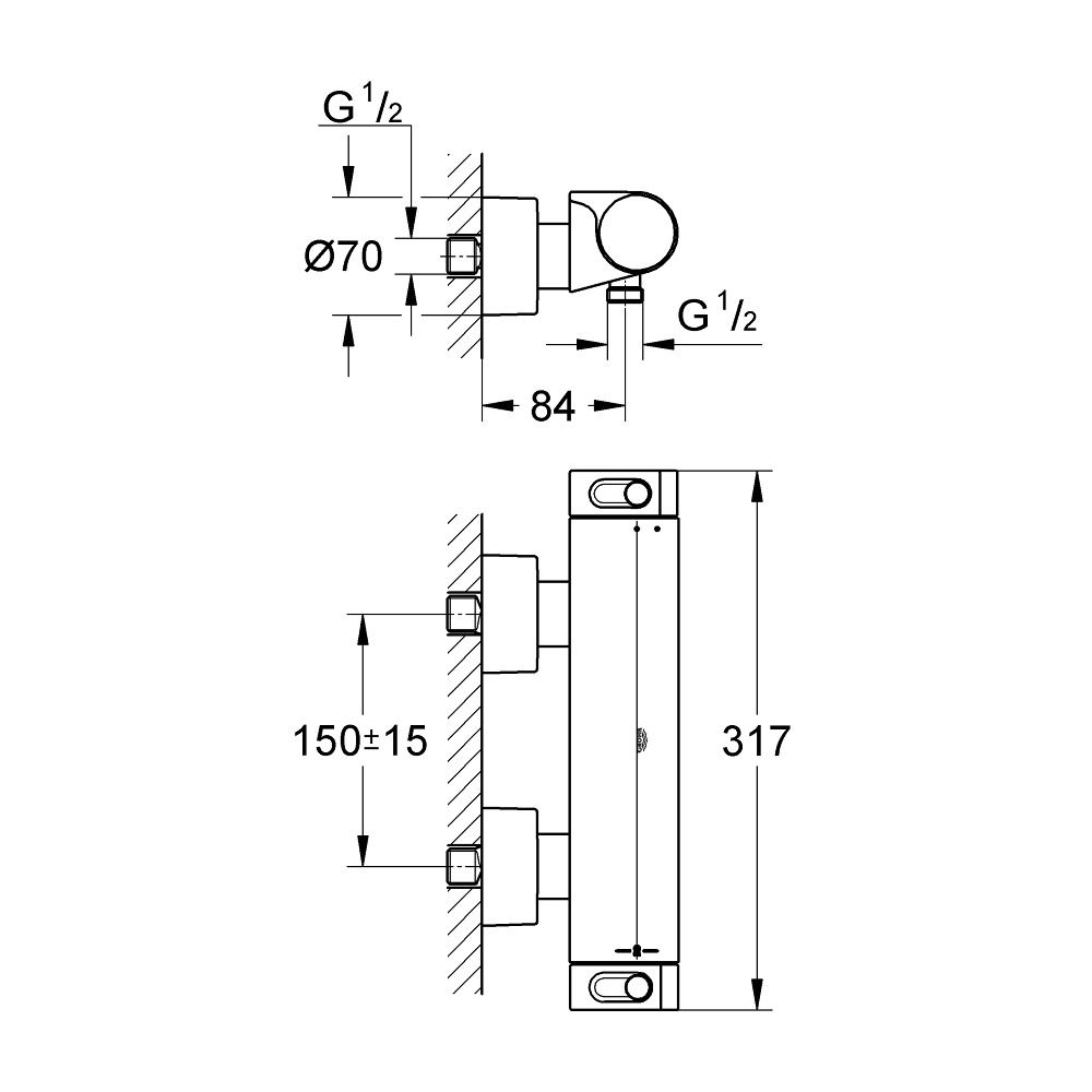 Củ sen tắm nhiệt độ Grohtherm 2000 GROHE 34169001 - 2