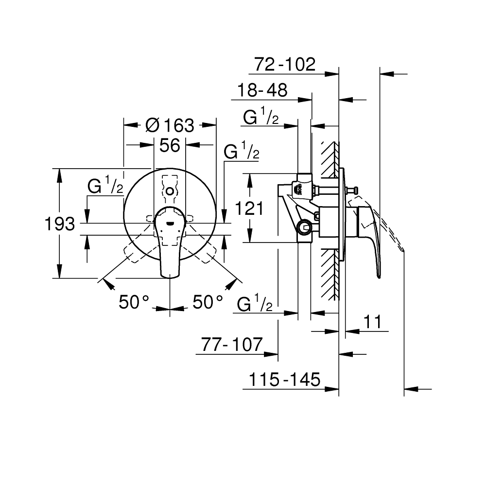 Van nóng lạnh kèm chuyển hướng 2 đường Eurosmart GROHE 33305003