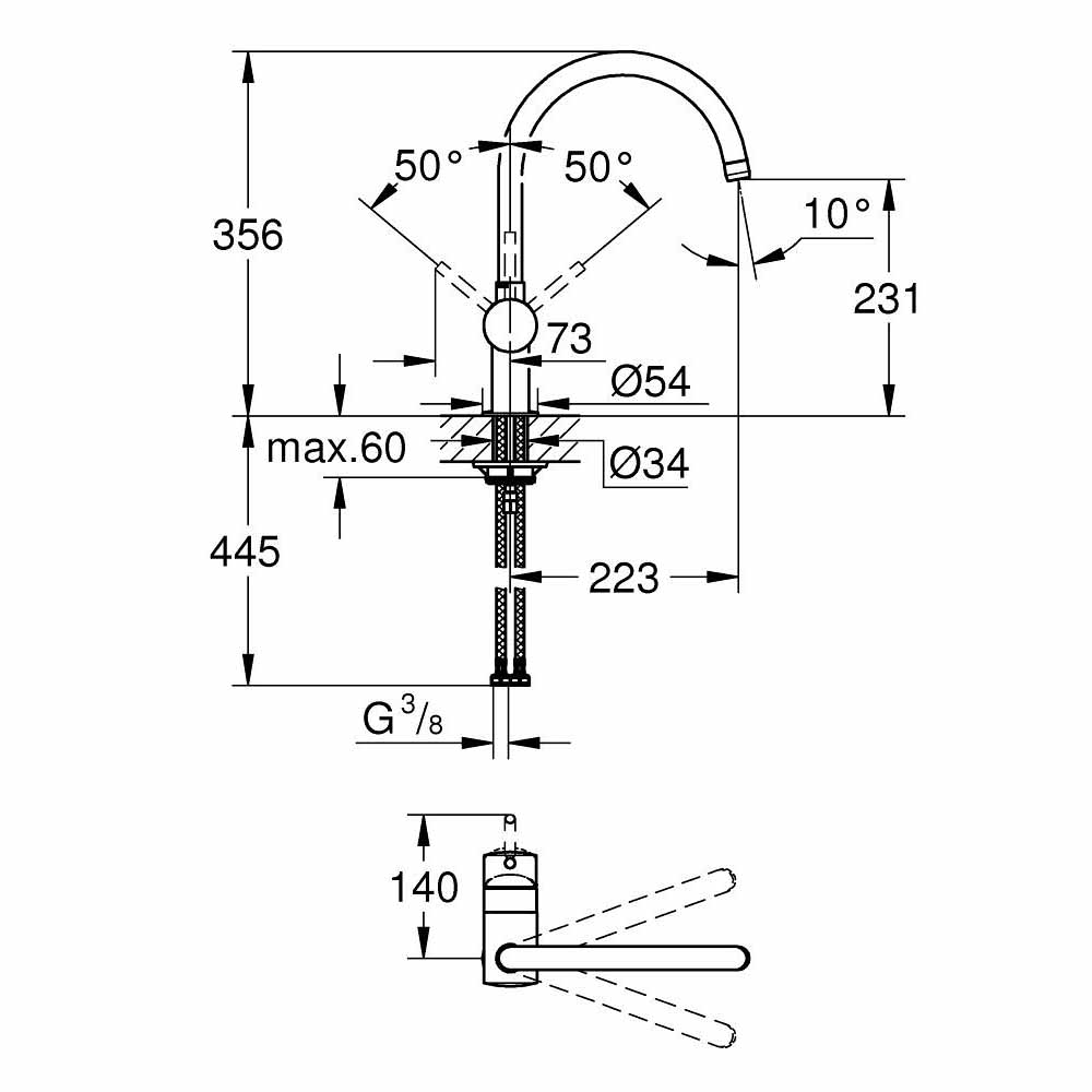 Vòi bếp nóng lạnh Minta GROHE 32917000 - 2
