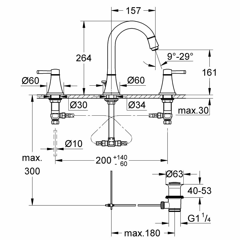 Vòi chậu nóng lạnh Grandera 3 lỗ Grohe 20389IG0 - 3