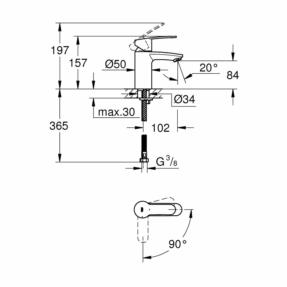 Vòi chậu nóng lạnh Eurostyle GROHE 2337320E