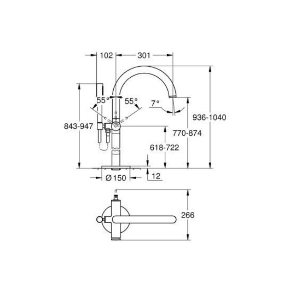 Vòi bồn tắm đặt sàn nóng lạnh Atrio GROHE 24368000 - 2