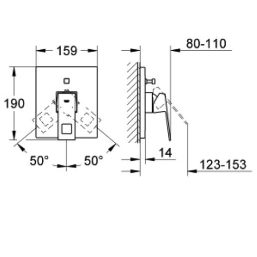 Mặt nạ bộ trộn âm Eurocube 2 chế độ Grohe 19896000