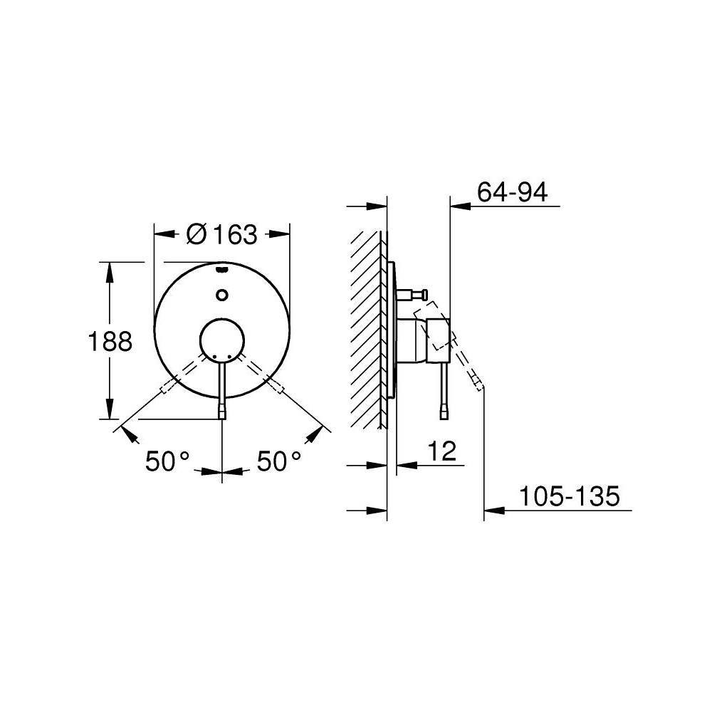 Mặt nạ cho bộ trộn âm 2 chế độ Essencen GROHE 19285GL1 - 3