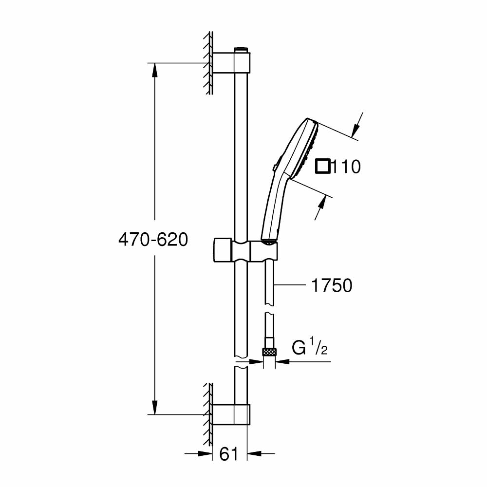 Bộ thanh trượt tay sen tắm 3 chế độ Tempesta Cube 110 GROHE 27786003 - 2