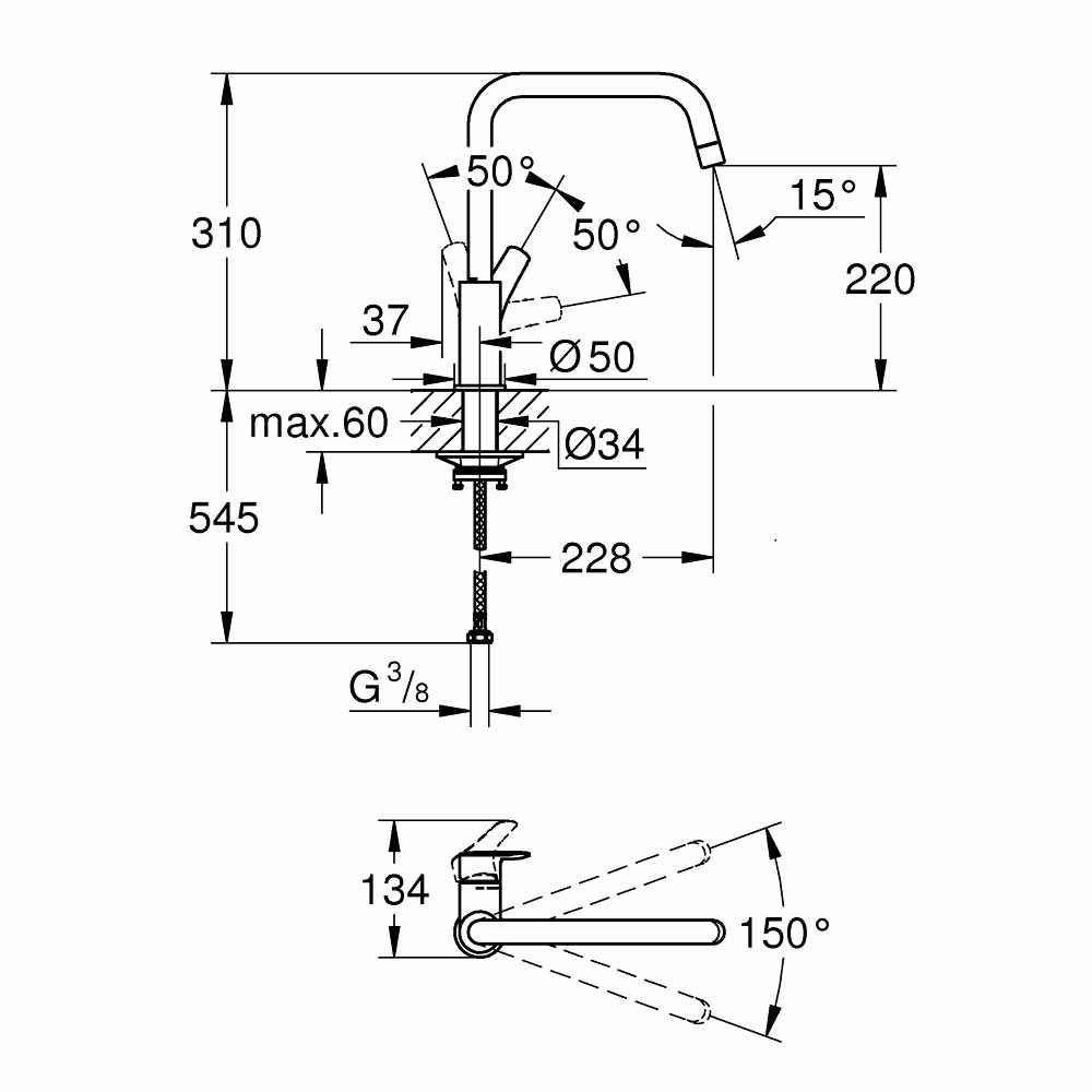 Vòi bếp nóng lạnh Eurosmart GROHE 30567000 - 2