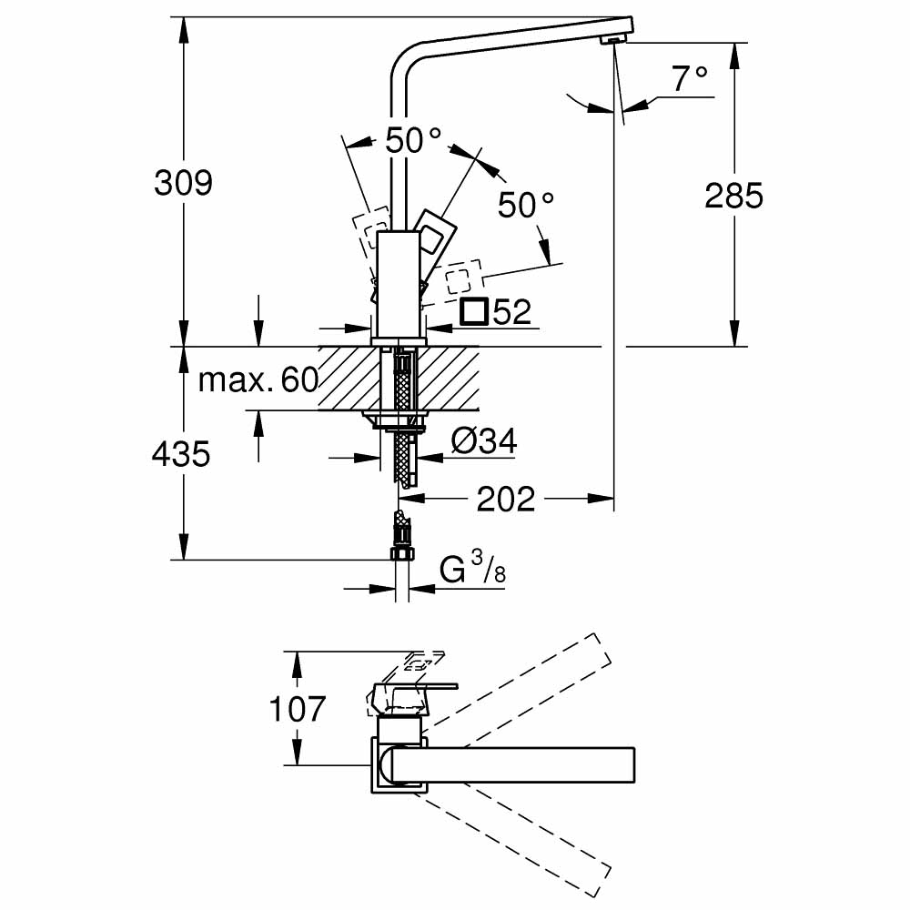 Vòi bếp nóng lạnh Eurocube GROHE 31255000