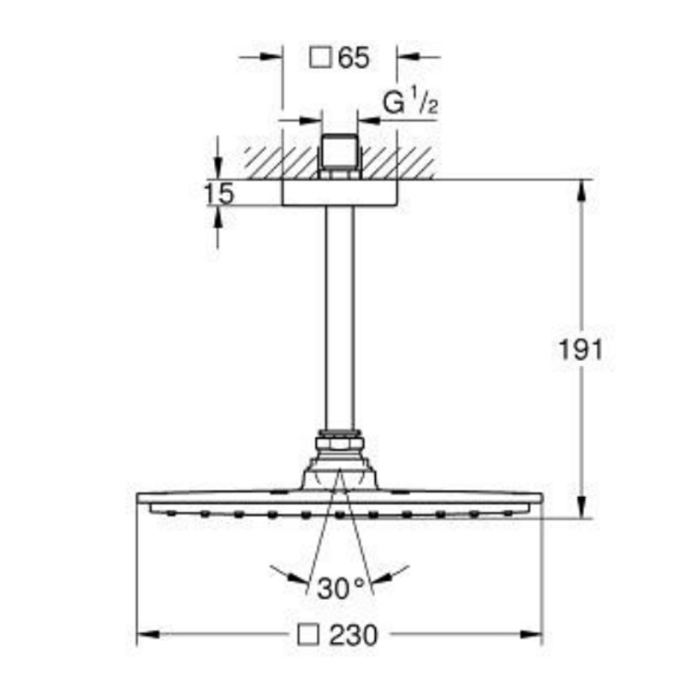 Bộ bát sen tắm gắn trần Allure 230 GROHE 26055000 - 2