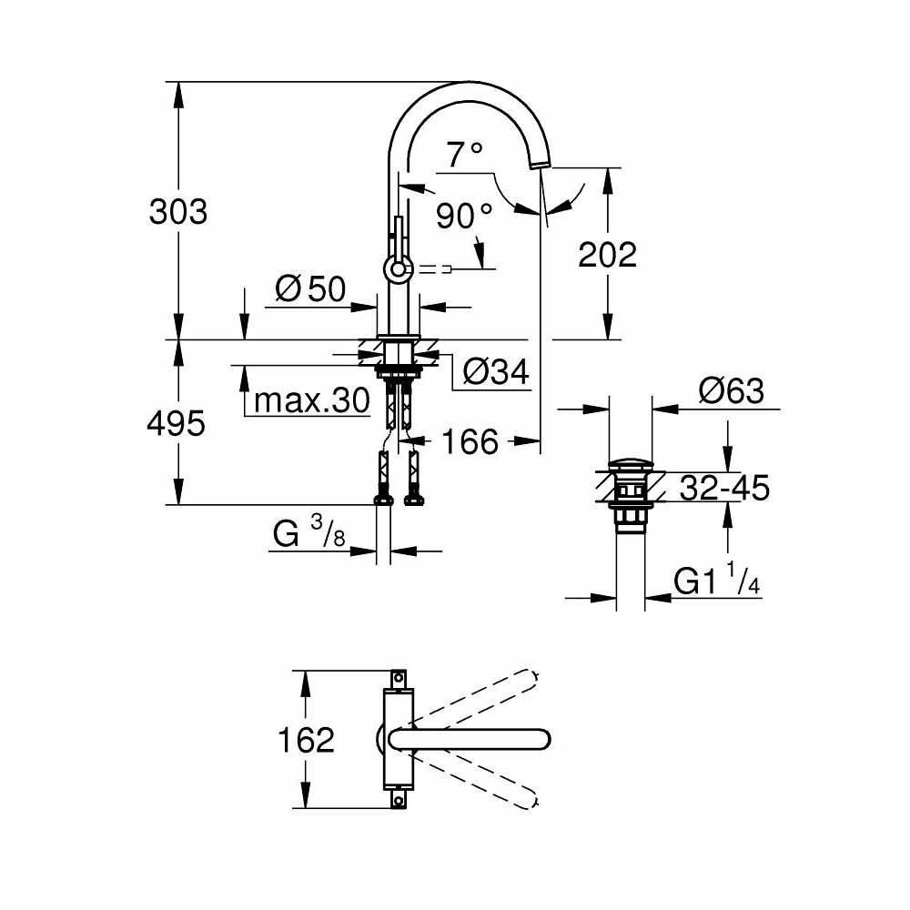 Vòi chậu nóng lạnh Atrio GROHE 21022003 - 3