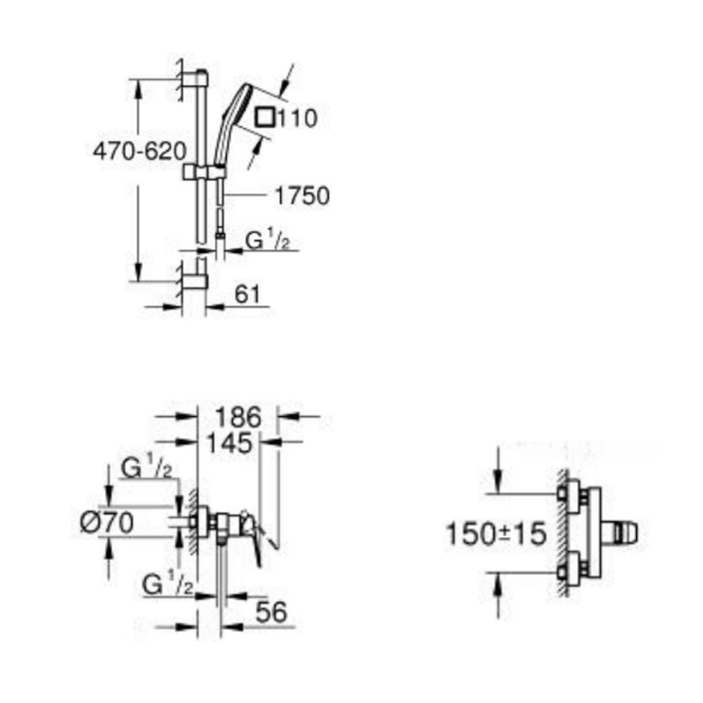 Bộ sen tắm nóng lạnh Cubeo GROHE 1018250000