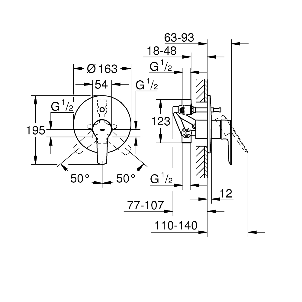 Van nóng lạnh kèm chuyển hướng 2 đường Start GROHE 23558002 - 2