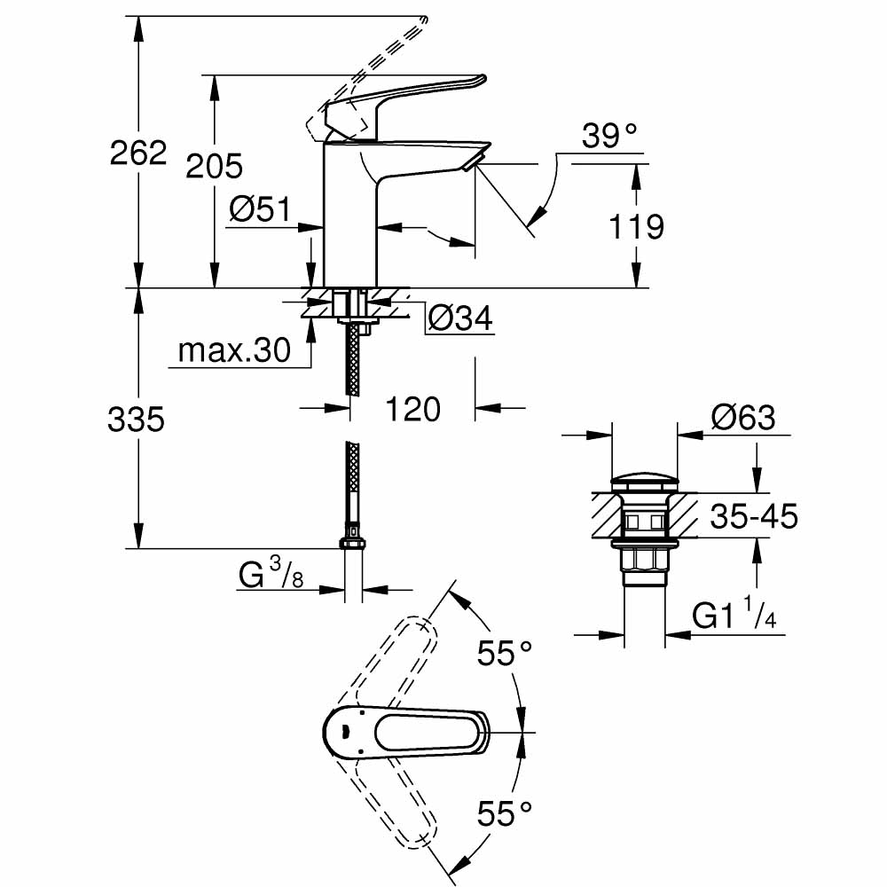 Vòi chậu nóng lạnh Eurosmart GROHE 23981003