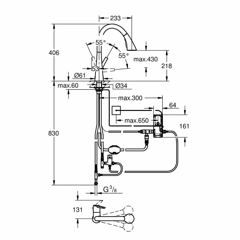 Vòi bếp cảm ứng dây rút nóng lạnh Zedra Touch GROHE 30219002 - 2