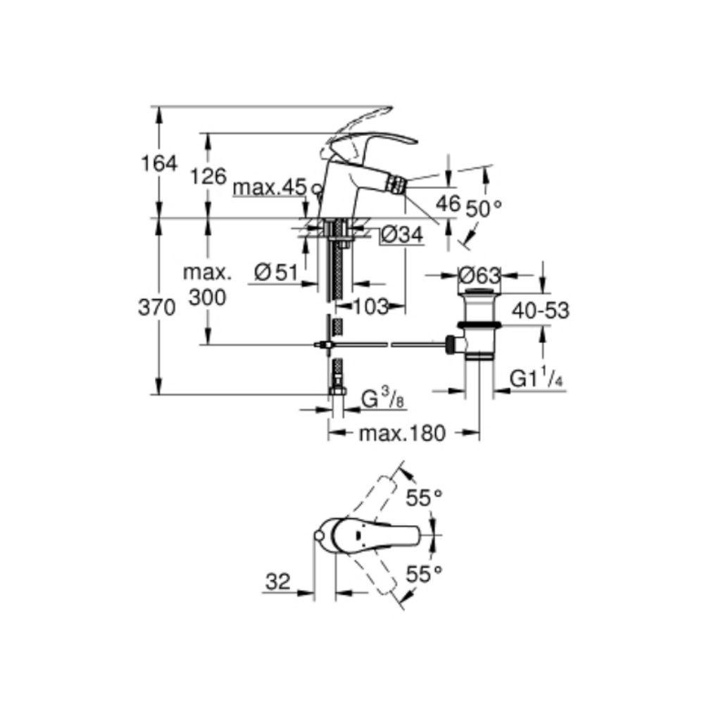 Vòi bồn tiểu nữ nóng lạnh Eurosmart GROHE 32929002 - 2