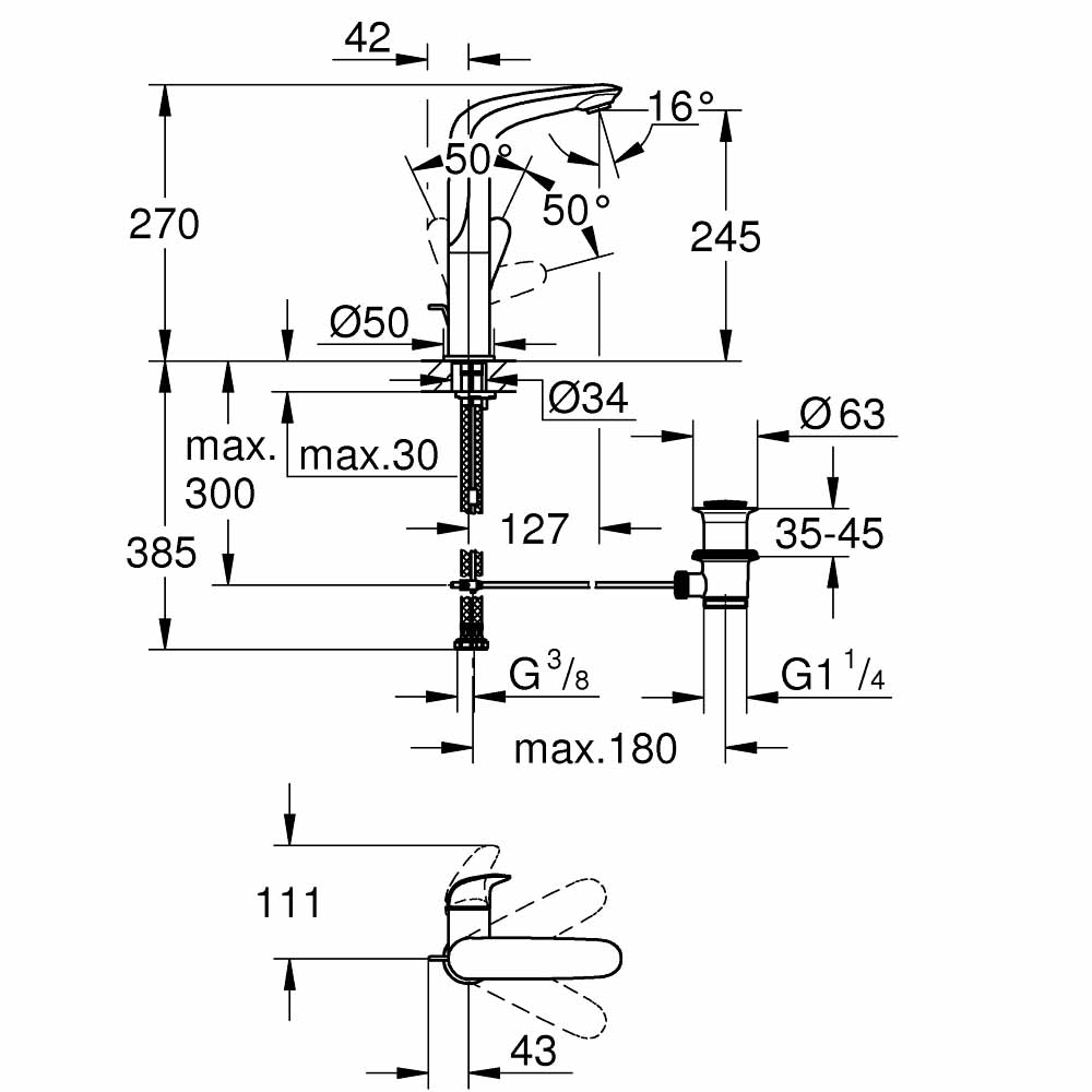Vòi chậu nóng lạnh Eurostyle GROHE 23718003