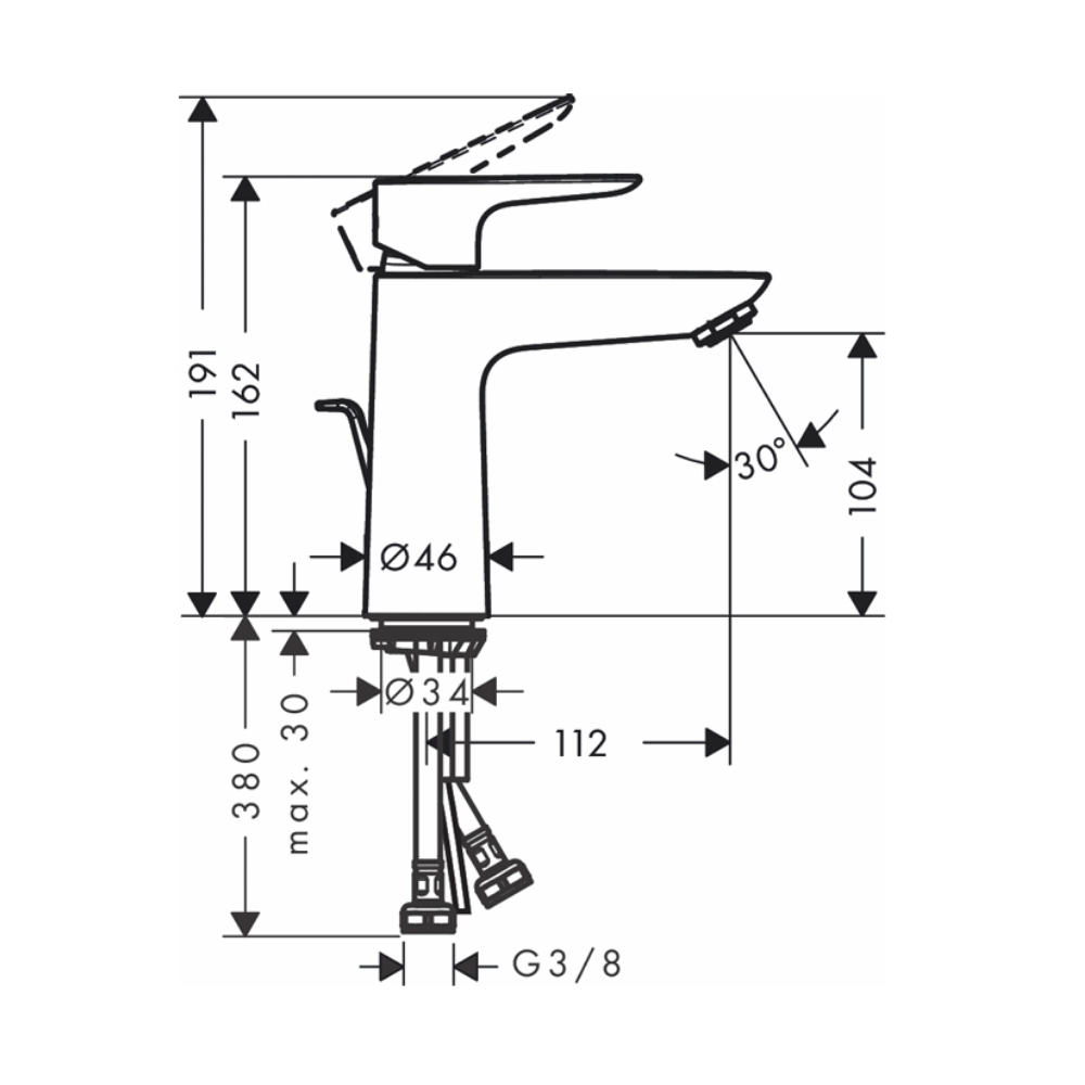 Vòi lavabo nóng lạnh Hansgrohe 71710000 Talis E 110 - 2