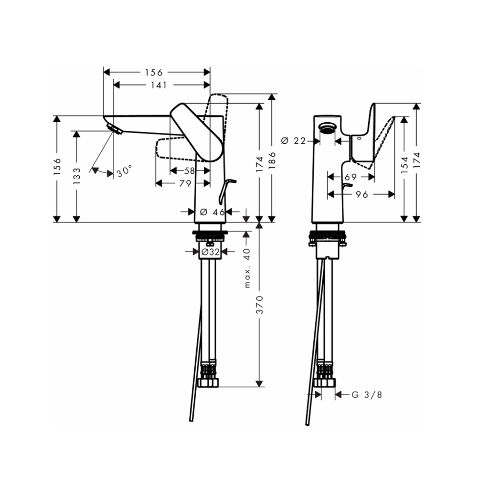 Vòi lavabo nóng lạnh Hansgrohe 71754000 Talis E 150 - 2