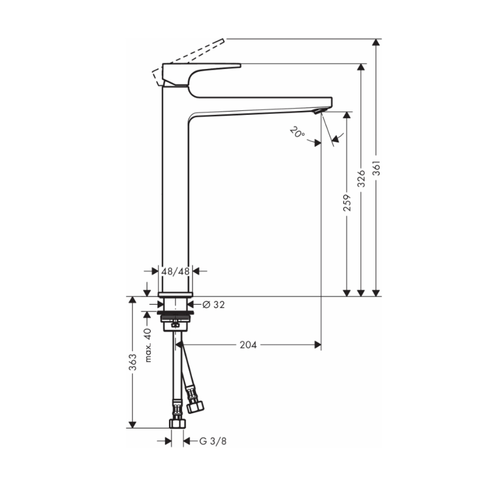 Vòi lavabo nóng lạnh Hansgrohe 74512000 Metropol 260 - 2
