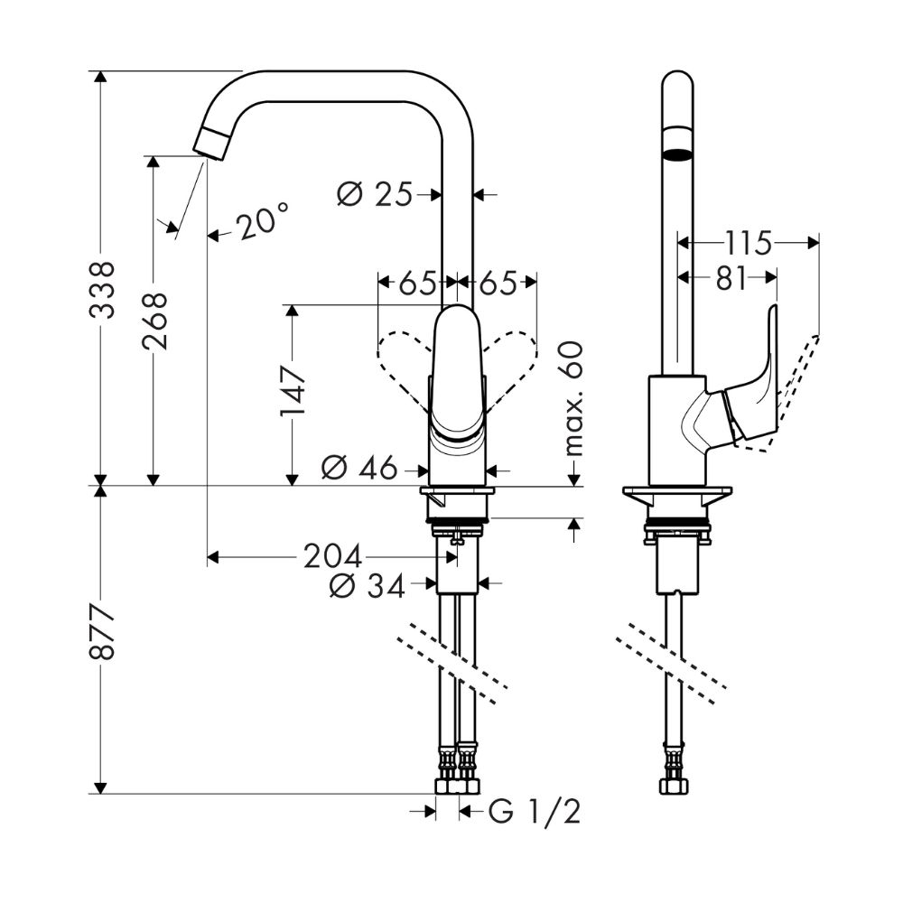 Vòi rửa chén nóng lạnh Hansgrohe 31820007 HG Focus M41 260