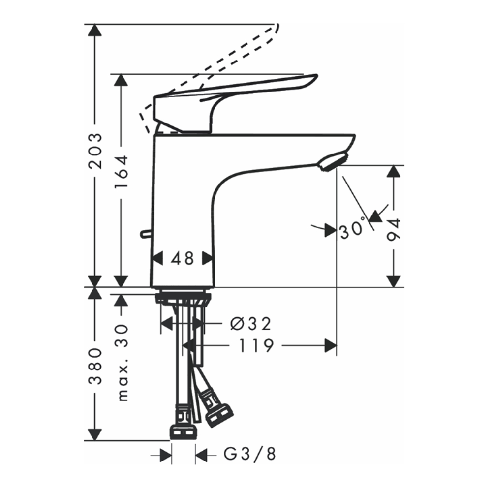 Vòi lavabo nóng lạnh Hansgrohe 71161000 Logis E 100 - 2
