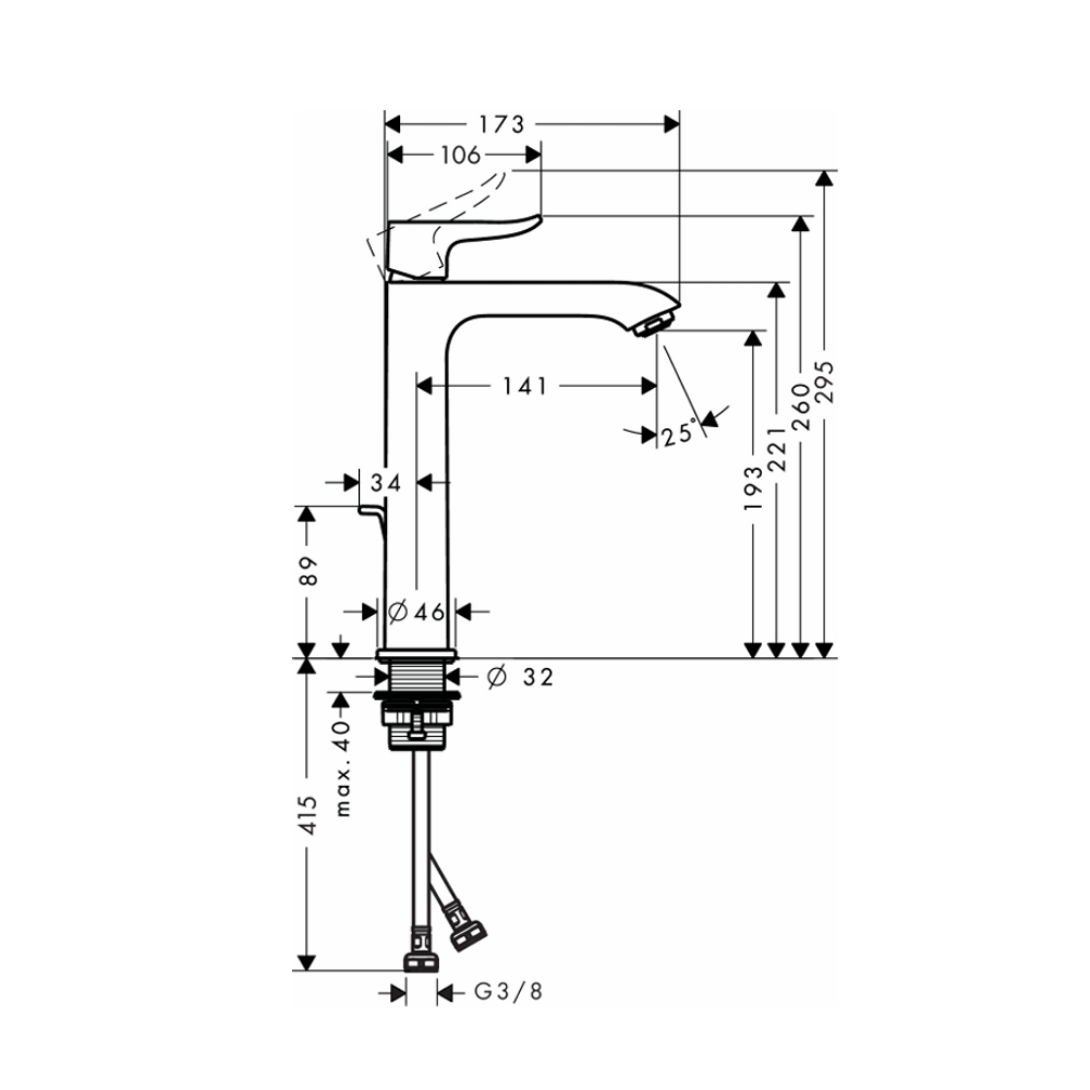 Vòi lavabo nóng lạnh Hansgrohe 31183000 Metris 200 - 2