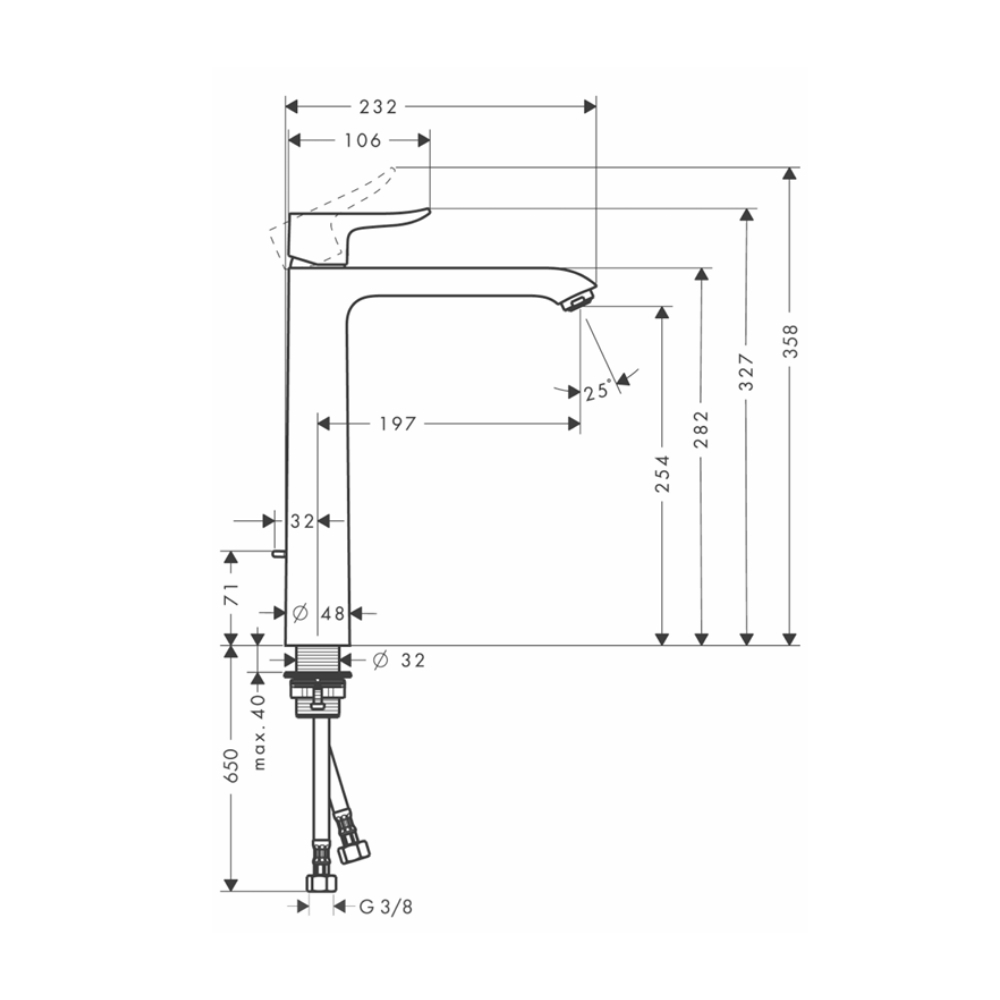 Vòi lavabo nóng lạnh Hansgrohe 31082000 Metris 260 - 2