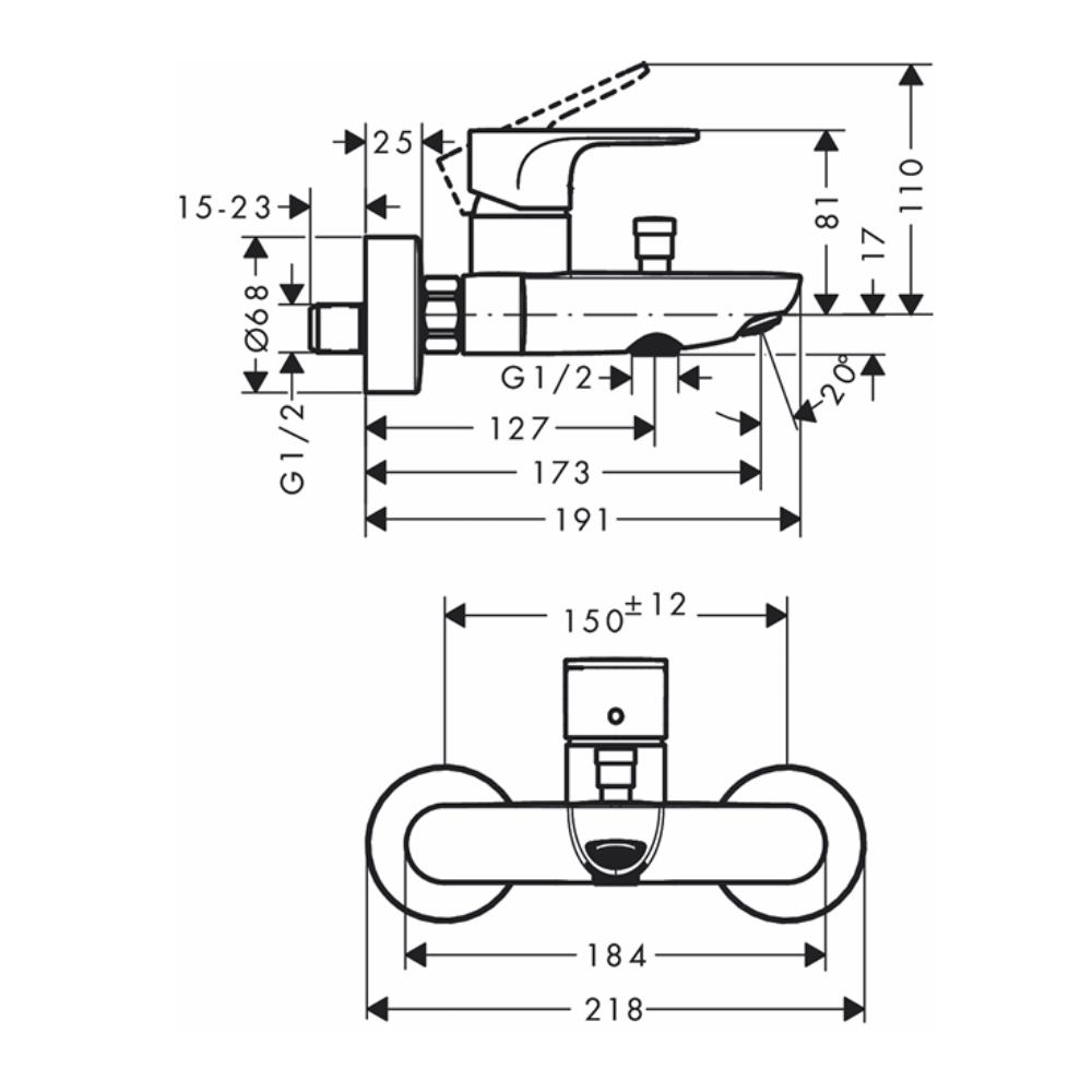 Củ sen tắm nóng lạnh Hansgrohe 72440007 HG Rebris S