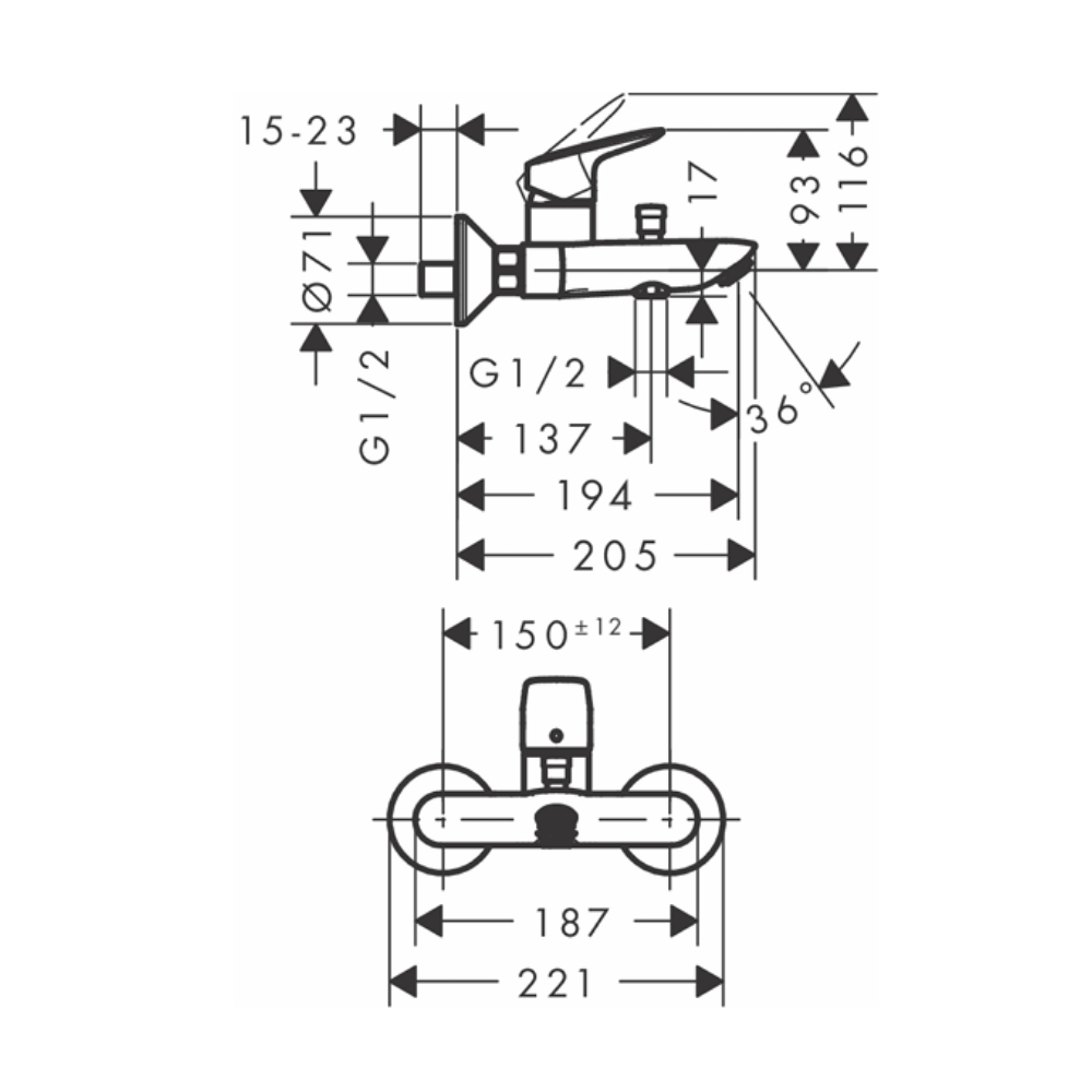 Củ sen tắm nóng lạnh Hansgrohe 71400000 Logis - 2