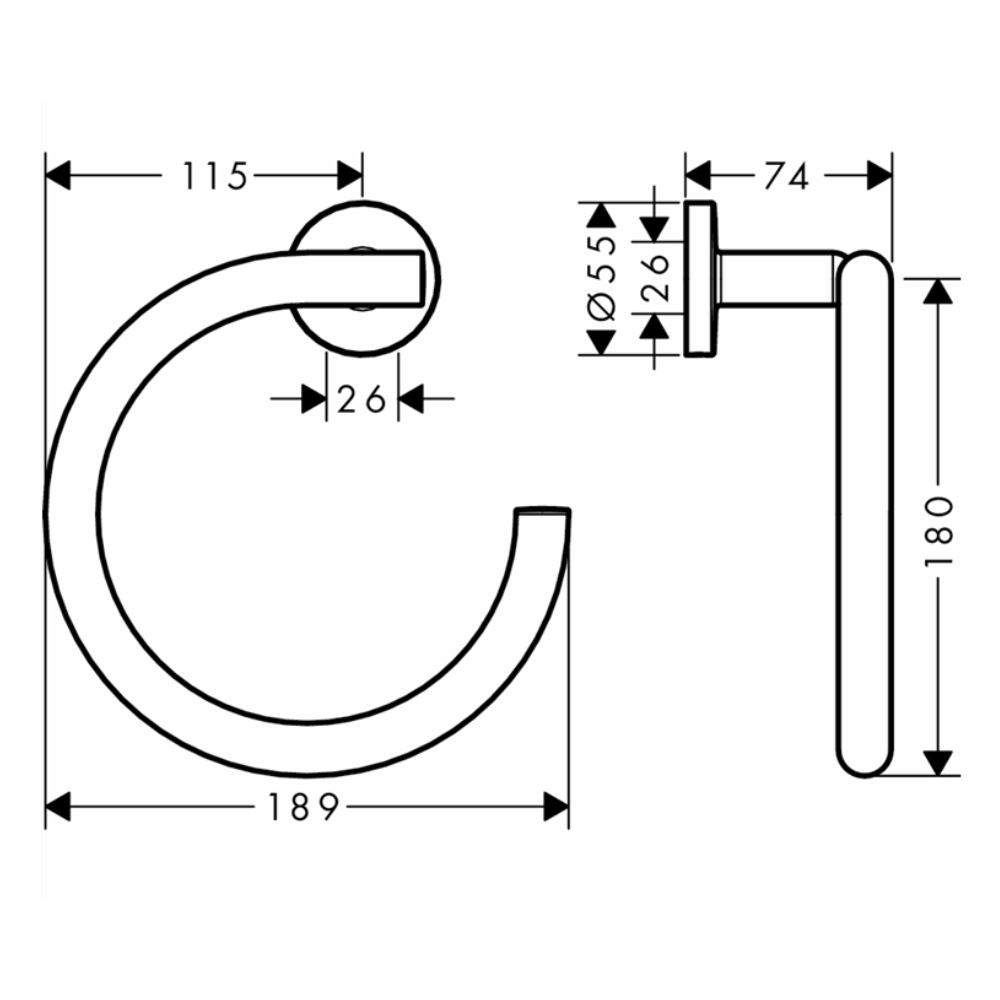 Vòng treo khăn Hansgrohe 41724000 Logis Universal