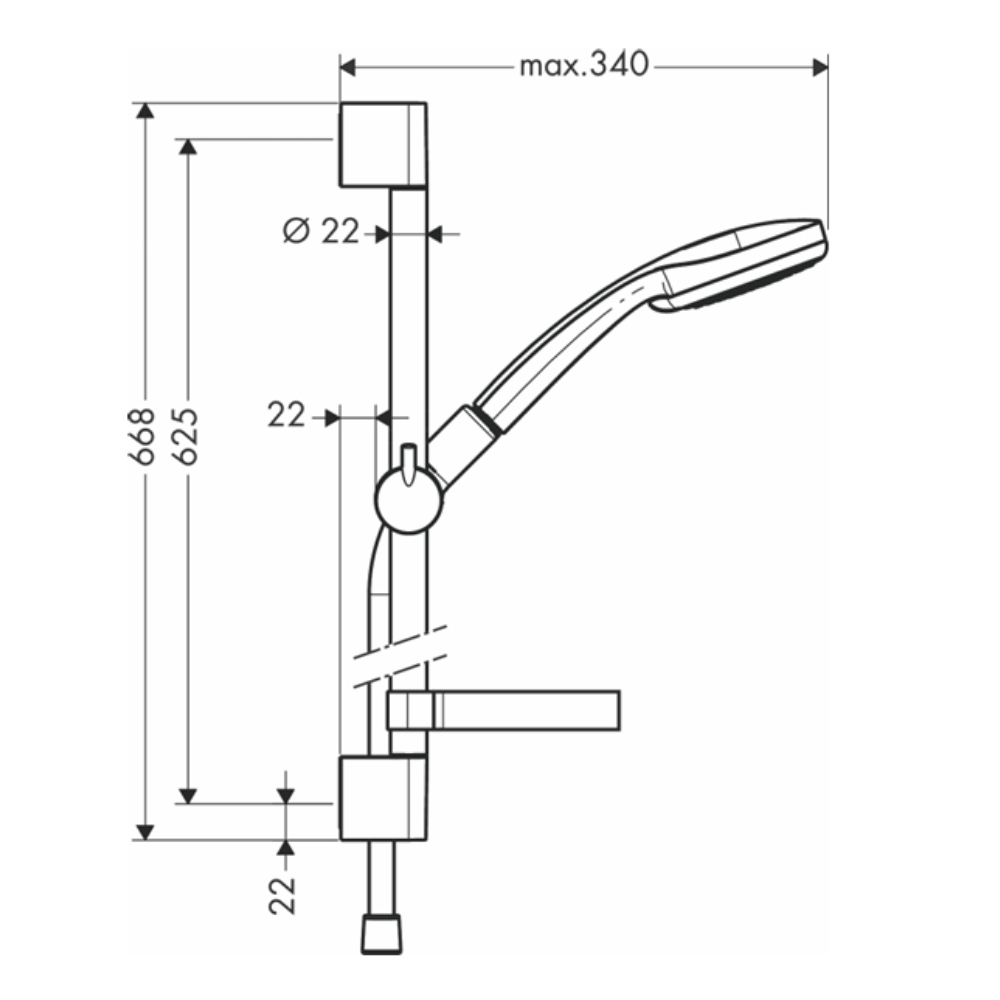 Tay sen tắm và thanh trượt Hansgrohe 27775000 HG Croma 100 Multi Unica C (3 chế độ)
