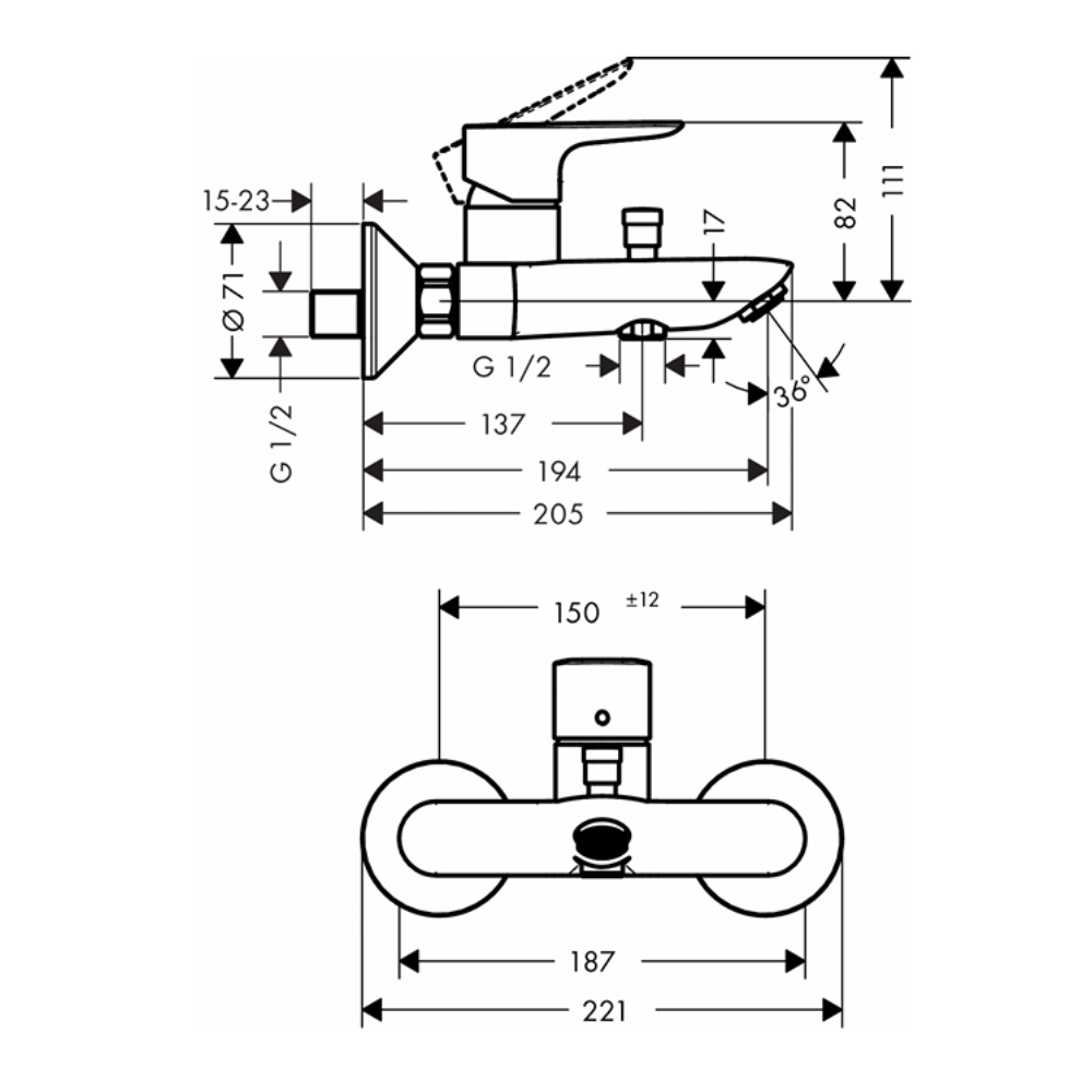 Củ sen tắm nóng lạnh E Hansgrohe 71740007 HG Talis