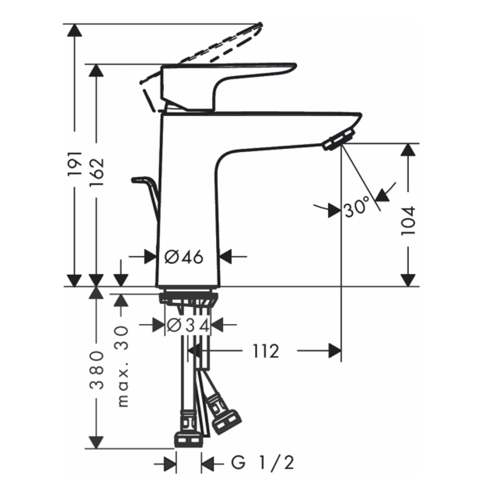 Vòi lavabo nóng lạnh Hansgrohe 71710007 HG Talis E 110