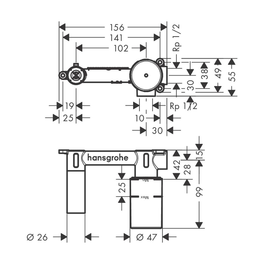 Bộ âm cho vòi gắn tường Hansgrohe 71577187 - 2