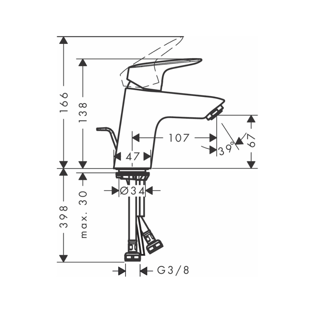 Vòi lavabo nóng lạnh Hansgrohe 71070000 Logis 70 - 2