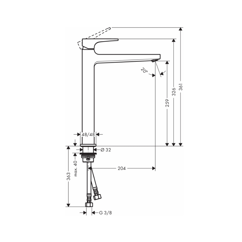 Vòi lavabo nóng lạnh Hansgrohe 32512000 Metropol 260 - 2