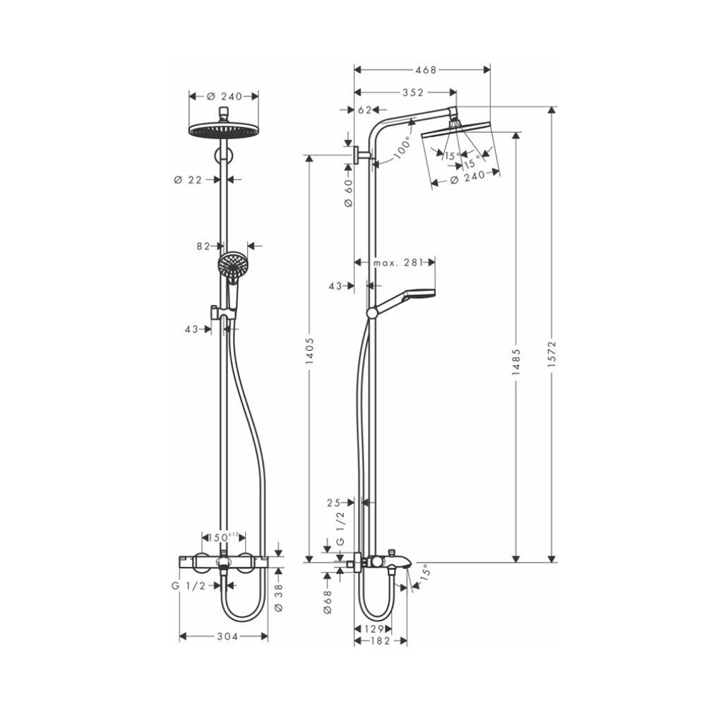Sen cây nhiệt độ Hansgrohe 27320000 Crometta S 240 - 2