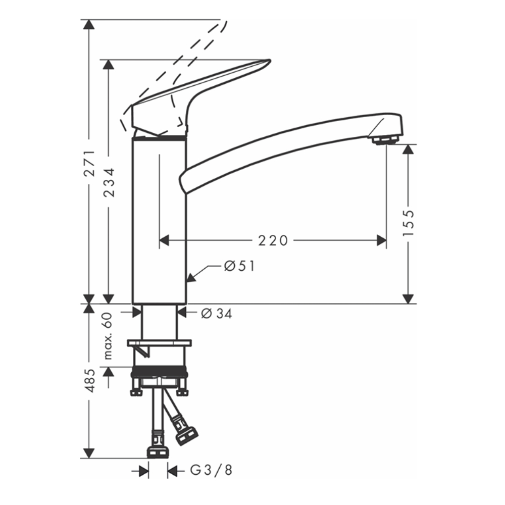 Vòi rửa chén nóng lạnh Hansgrohe 71832000 HG Logis M31 160