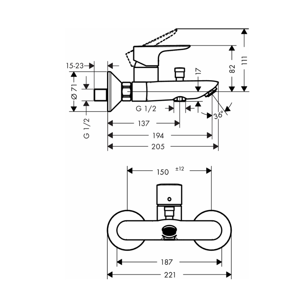 Củ sen tắm nóng lạnh Hansgrohe 71740000 Talis E - 2