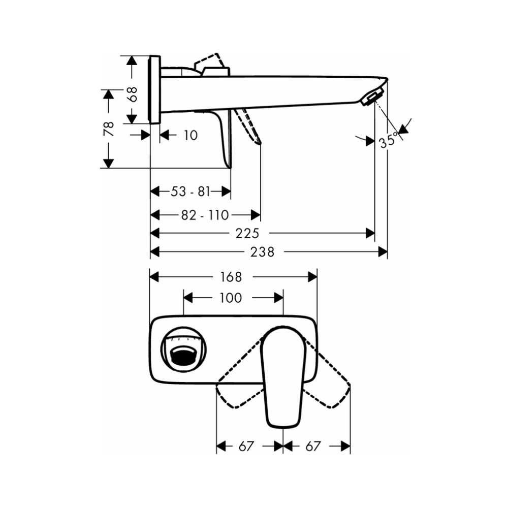 Vòi lavabo nóng lạnh Hansgrohe 71734000 Talis E gắn tường (2 lỗ) - 2
