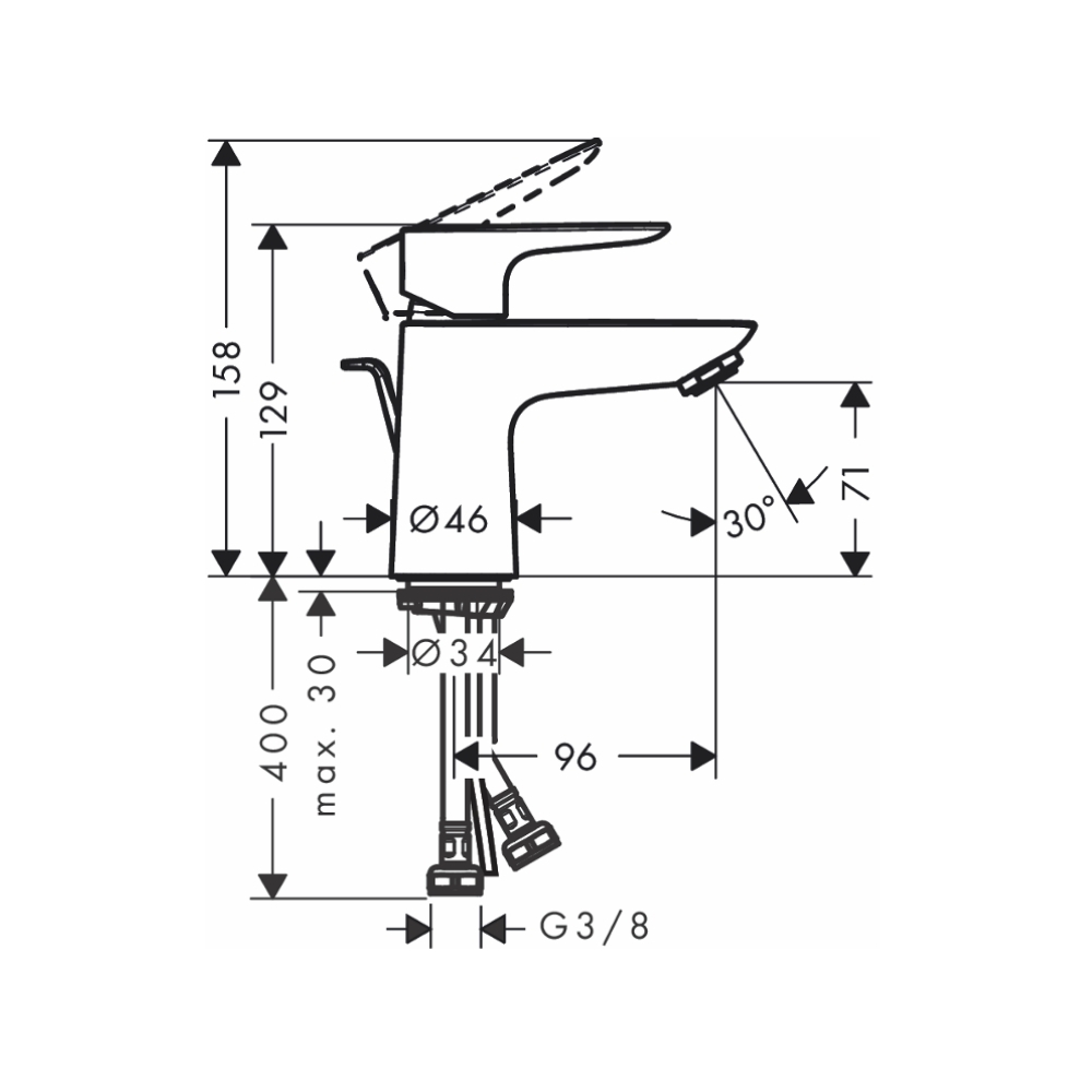 Vòi lavabo nóng lạnh Hansgrohe 71700000 Talis E 80 - 2