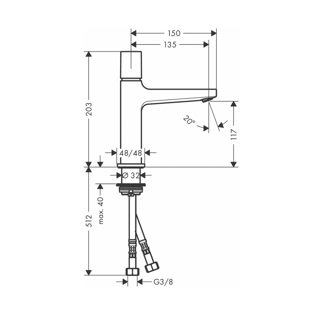 Vòi lavabo nóng lạnh Hansgrohe 32571000 Select Metropol 110 - 2