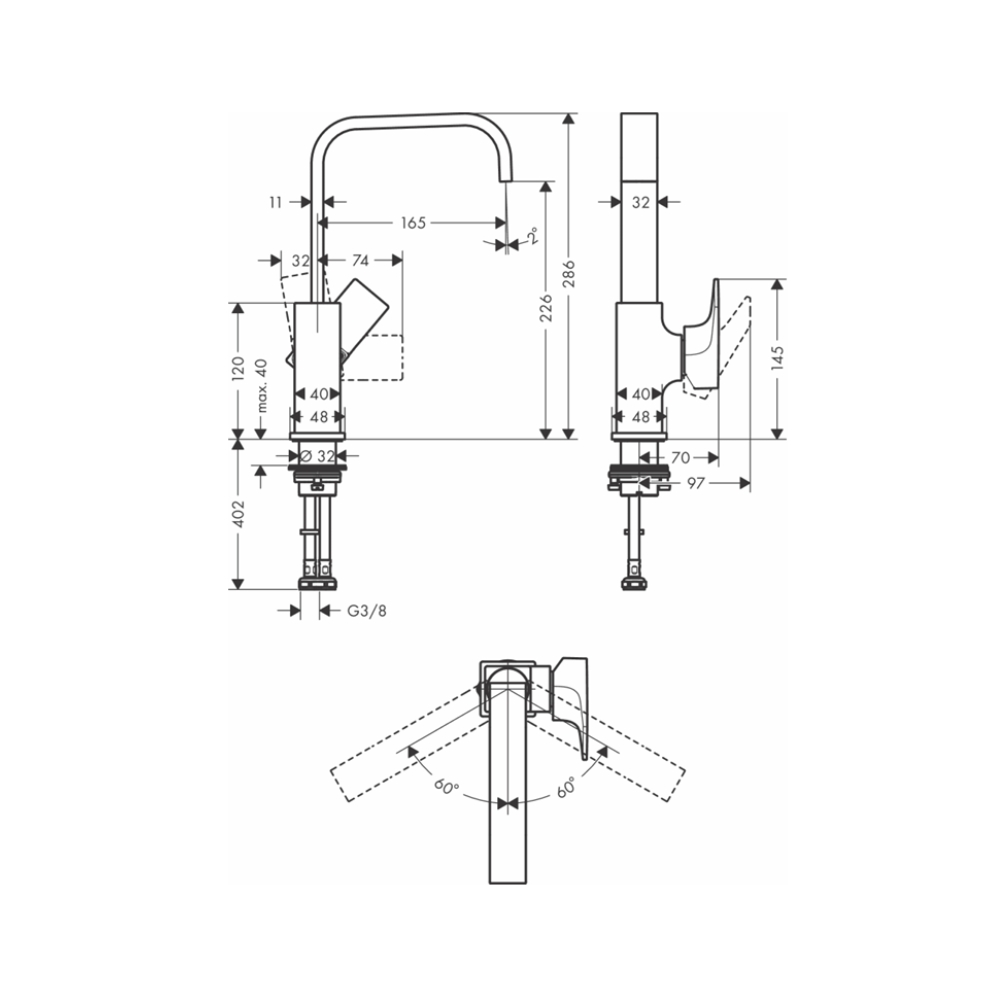 Vòi lavabo nóng lạnh Hansgrohe 32511000 Metropol 230 - 2
