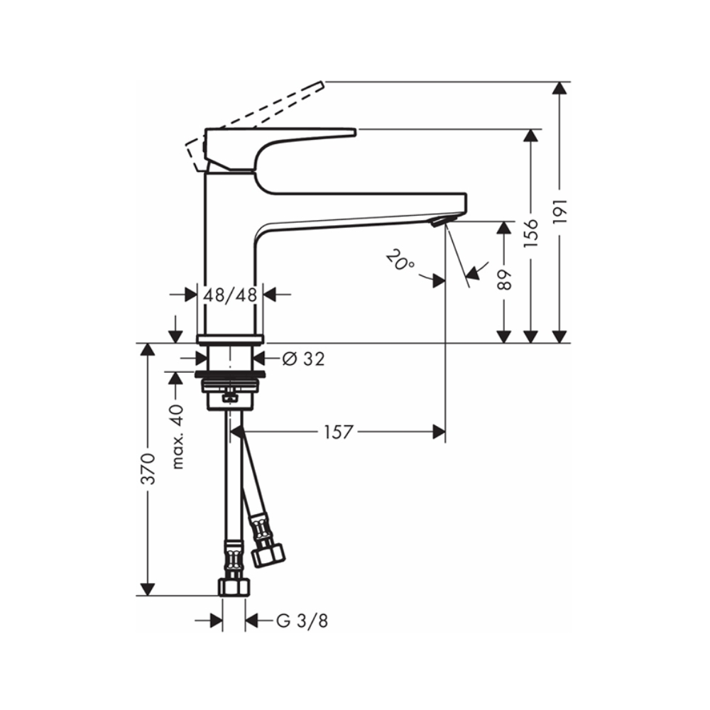 Vòi lavabo nóng lạnh Hansgrohe 32502000 Metropol 100 - 2