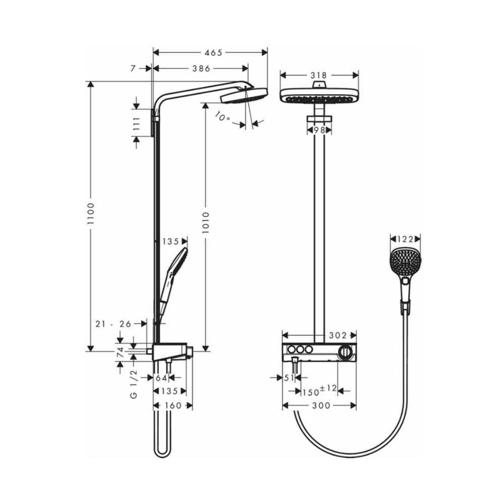 Sen cây nhiệt độ Hansgrohe 27127000 Raindance Select E - 2