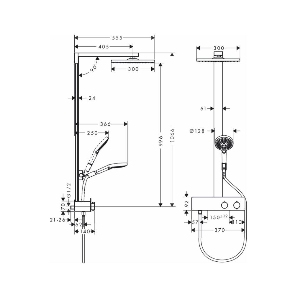 Sen cây nhiệt độ Hansgrohe 27361000 Raindance E - 2