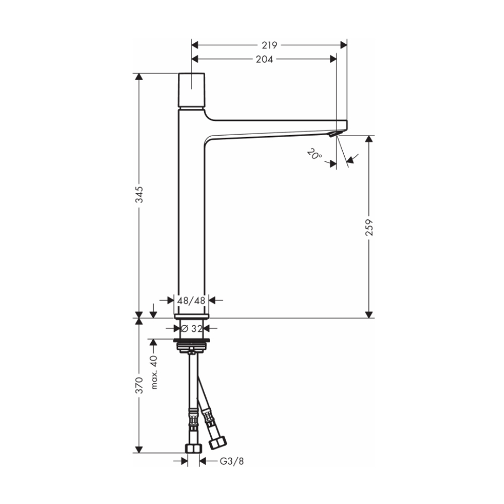 Vòi lavabo nóng lạnh Hansgrohe 32572000 Select Metropol 260 - 2