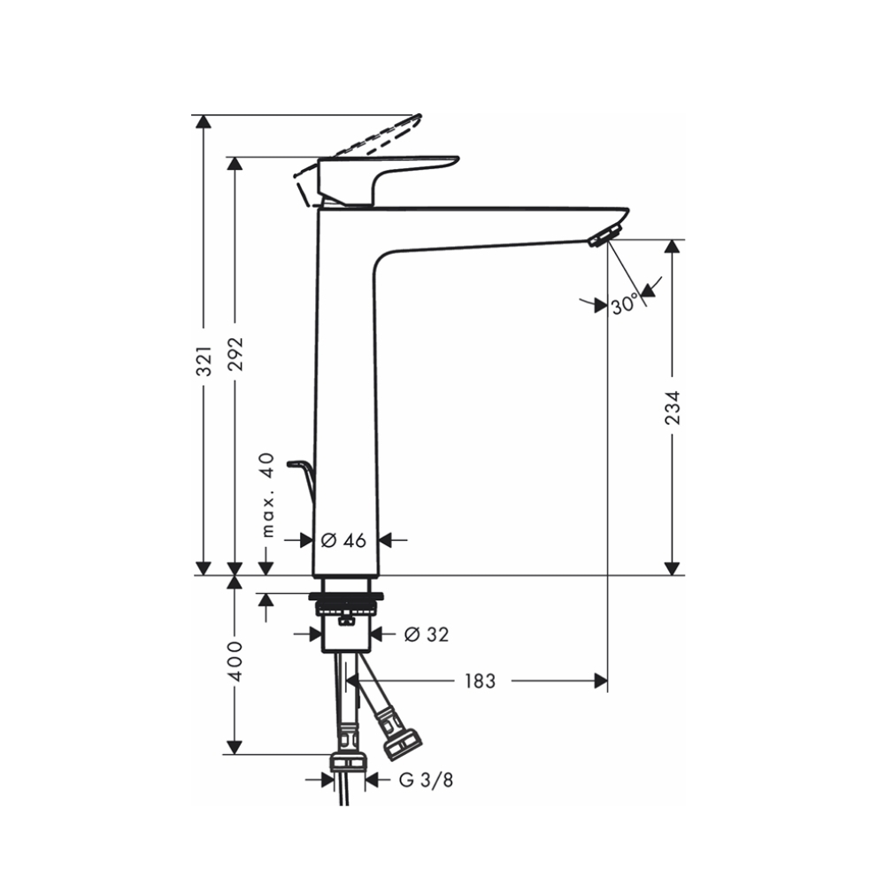 Vòi lavabo nóng lạnh Hansgrohe 71716000 Talis E 210 - 2