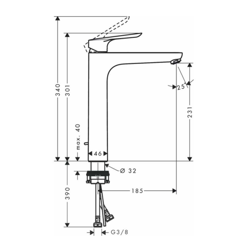 Vòi lavabo nóng lạnh Hansgrohe 71162000 Logis E 230