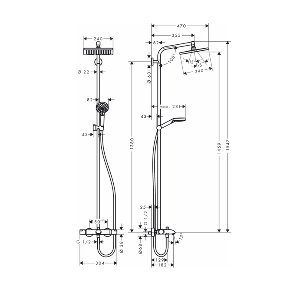 Sen cây nhiệt độ Hansgrohe 27298000 Crometta E